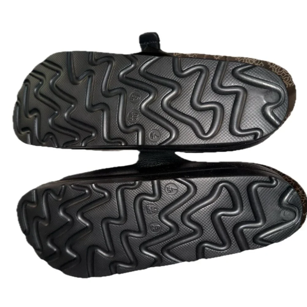 MIA Black Double Buckle Comfort Slide Sandals Contoured Footbed Size 7 - Picture 2 of 3